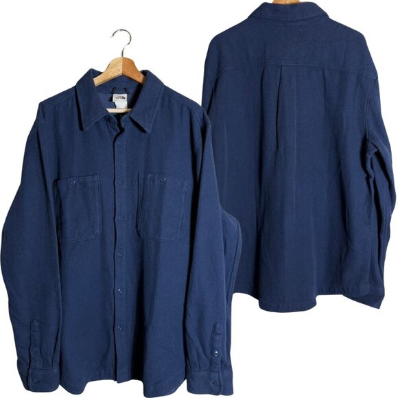 NWT The North Face Valley Twill Flannel Shirt Mens XL Summit Navy Outdoor Preppy - Picture 2 of 16
